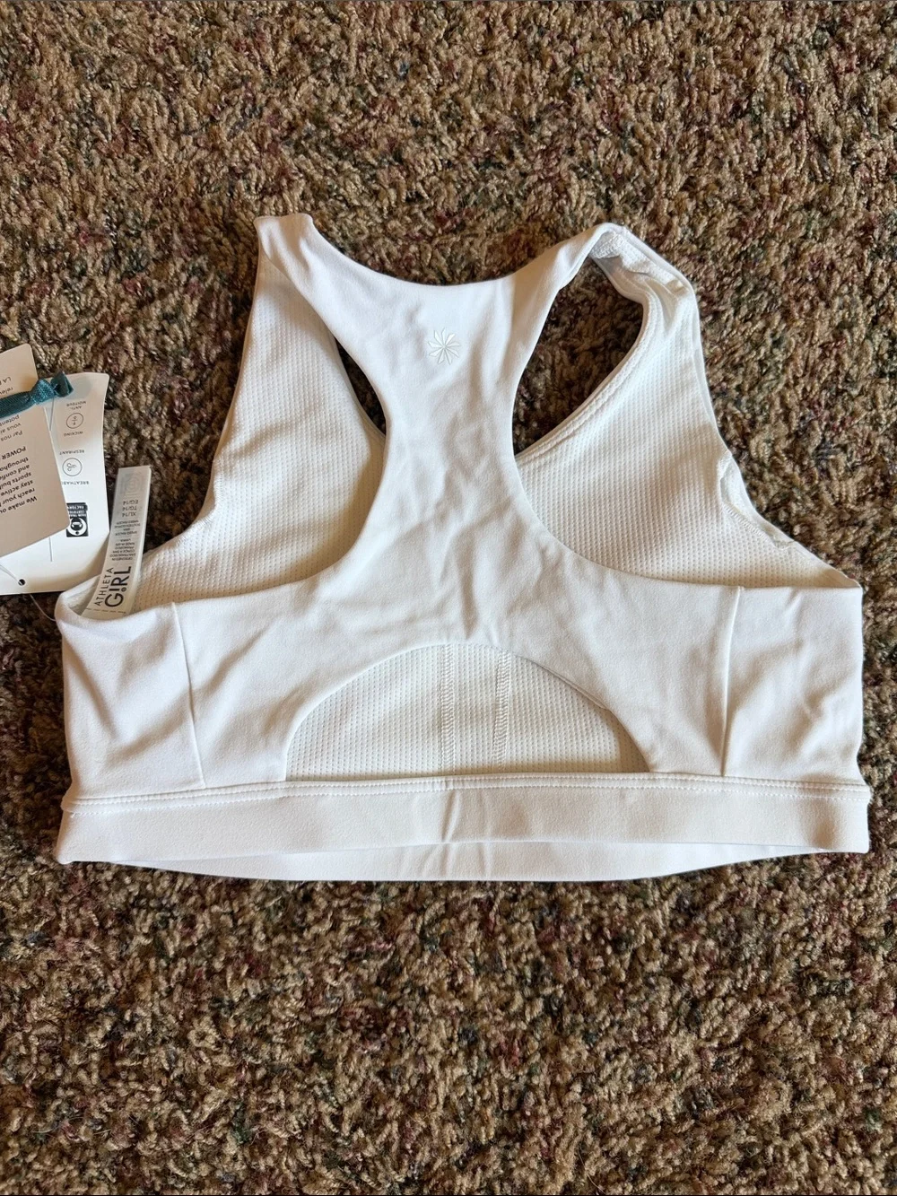 Athleta Girl White Textured Racerback Sports Bra
